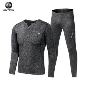 Fleece Long Johns Sports Thermal Underwear Sets 2020 New Autumn Winter Thickening V-Neck Men Warm Suit