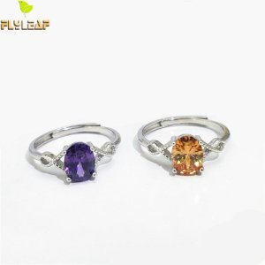Flyleaf High Quality Crystal Real 925 Sterling Silver Rings For Women Fine Jewelry Cubic Zirconia Open Ring Wedding Party Luxury