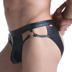 Gay Men Underwear Jockstrap Mens Thongs And G Strings PU Leather Sexy Underwear Men Erotic Penis Men's Thongs String Homme