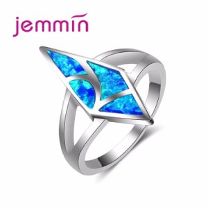 Geometric Hollow Design Opal Rings For Party S925 Silver Wedding Rings For Women Oval Spinner Ring Valentine's Day Jewelr