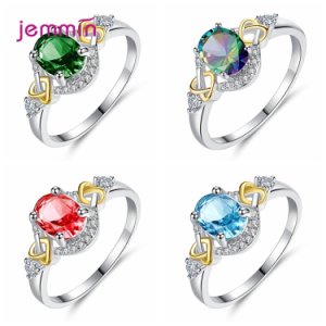 High Quality Female Fashion Jewelry Genuine 925 Sterling Silver Rings Gorgeous Women Crystal Rings Various Color For Choice