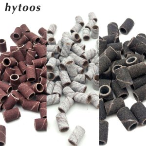 HYTOOS 100Pcs/set 3 Colors Nail Art Sanding Bands Pedicure Tools Electric Nail Drill Accessories Foot Care Tools 80# 150# 240#