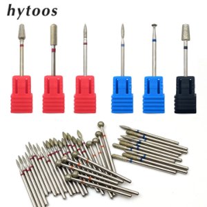 HYTOOS 2Pcs Diamond Nail Drill Bit Set Rotary Burr Manicure Cutters For Cuticle Clean Drill Machine Accessory Nail Mills Tool