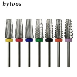 HYTOOS 5 IN 1 Tapered Carbide Nail Drill Bits With Cut 3/32 Two-Way Carbide Bit Drill Accessories Milling Cutter For Manicure