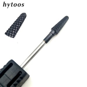 HYTOOS Black Titanium Tungsten Carbide Step Nail Drill Bit 3/32 Milling Cutter Bits For Manicure Pedicure Drill Accessories