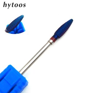 HYTOOS Blue Flame Tungsten Carbide Nail Drill Bit 3/32 Rotary Burr Manicure Bits For Drill Accessories Milling Cutter Nail Tool