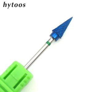 HYTOOS Blue Nano Tungsten Carbide Cone Nail Drill Bit 3/32 Rotary Burr Bits For Manicure Drill Accessories Nail Tools-M0613(B)