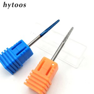 HYTOOS Blue Tungsten Carbide Nail Drill Bit 3/32 Rotary Burr Manicure Bits For Drill Accessories Nail Milling Cutter Tools