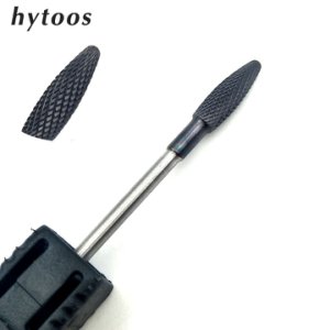 HYTOOS Bullet Black Titanium Tungsten Carbide Step Nail Drill Bit 3/32 Bits For Manicure Pedicure Electric Drill Accessories