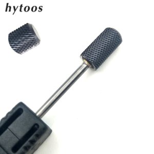 HYTOOS Flat Top Black Titanium Tungsten Carbide Nail Drill Bit 3/32 Bits For Manicure Pedicure Electric Drill Accessories Tool