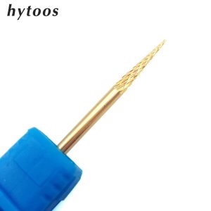 HYTOOS Gold Tungsten Carbide Nail Drill Bit 3/32 Rotary Burr Bits For Manicure Electric Nail Drill Accessories Nail Mill-SJ15
