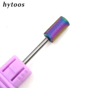 HYTOOS Rainbow Barrel Tungsten Carbide Nail Drill Bit 3/32 Rotary Cutter Metal Bits For Manicure Drill Accessories