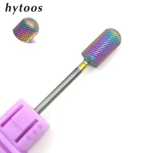HYTOOS Round Top Rainbow Nail Drill Bit 3/32 Tungsten Carbide Burrs Manicure Bits For Drill Accessories Milling Cutter Tools
