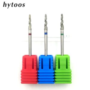 HYTOOS Spiral Diamond Nail Drill Bit 3/32 Rotary Burr Manicure Cutters Pedicure Tools Electric Drill Accessories Nail Mill