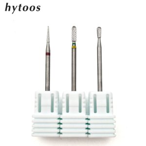 HYTOOS Tungsten Carbide Nail Drill Bit 3/32 Cuticle Burr Manicure Bits For Drill Accessories Milling Cutter Remove Gel Tools