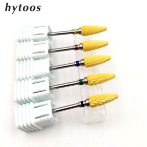 HYTOOS Yellow Ceramic Nail Drill Bit 3/32 Rotary Burr Bits For Manicure Drill Accessories Manicure Cutters Milling Tools