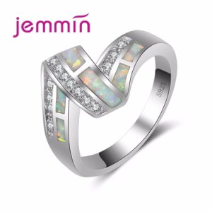 Jammin Multiple Crystal Jewelry S925 Sterling Sliver Light Fire Opal Ring Paved Bague For Women Promise Accessories Finger Ring