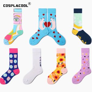 Japanese Creative Colorful Eyes Socks Women Cotton Cartoon Love Cute Happy Kawaii Animal Pattern Funny Socks Girl Skarpetki Gift