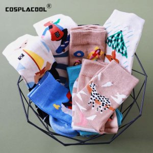 Japanese Creative Colorful Funny Socks Women Cotton Cartoon Art Abstract Oil Painting Happy Cute Socks Girl Skarpetki Gifts