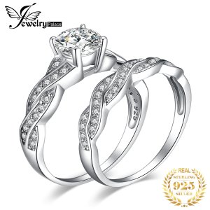 JPalace Infinity Engagement Ring Set 925 Sterling Silver Rings for Women Anniversary Wedding Rings Bridal Set Silver 925 Jewelry