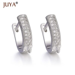 Juya Earwire Luxury Zircon Rhinestone Earrings Hooks Accessories For Women DIY Crystal Pearl Tassel Earring Findings Components
