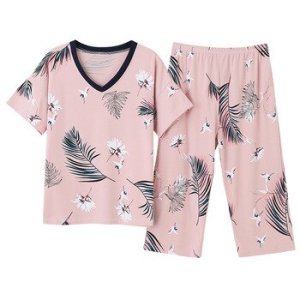 Large Size M-4XL Women Pajamas Sets Soft Nightwear Summer Short Sleeve Pyjamas Animal Birld Print Sleepwear Female Pijamas Mujer