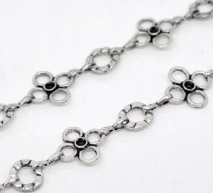 Lovely 1M Silver Color Flower Circle Link Chain Findings (B14117)
