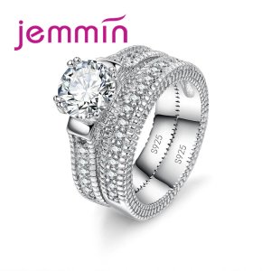 Luxury White Bridal Wedding Ring Set  Jewelry Promise CZ Stone   Wedding Rings for Women Original Silver Jewelry