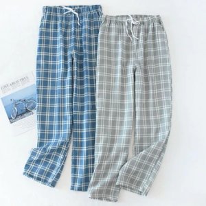 Men's Cotton Trousers Plaid Knitted Sleep Pants Mens Pajamas Pants Bottoms Sleepwear Pajama Short For Men Pijama Hombre