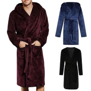 Mens & Ladies Cotton Hooded Bathrobe Towelling Bath robe Dressing Gownx1 NEW