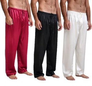 Mens Silk Satin Pajamas Pyjamas Pants Lounge Pants Sleep Bottoms Free p&p S~4XL Plus