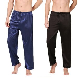 Mens Sleep Bottoms Pants Silk Satin Pajamas Lounge Pants Pyjamas Plus Size