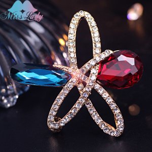 Miss Lady Fashion Jewelry Gold Brooch Color Five-pointed Star Brooches For Women Wedding Gift MLY6782