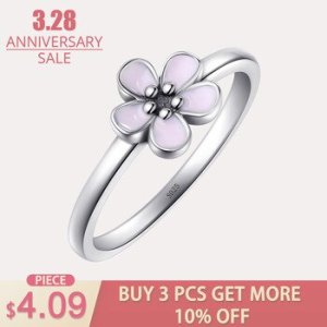 Modian Top Quality Elegant Pink Enamel Fashion Ring 100% Original 925 sterling Silver Engagement Jewelry For Women Wedding Gift