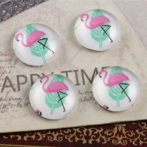 New Fashion  20pcs 12mm Pink Swan Handmade Photo Glass Cabochons Pattern Domed Jewelry Accessories Supplies-E6-25