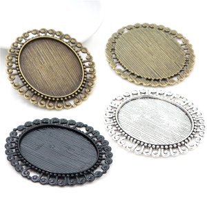 New Fashion 5pcs 30x40mm Inner Size Antique Silver Plated Bronze Black Plated Pattern Style Cabochon Base Setting Pendant Tray