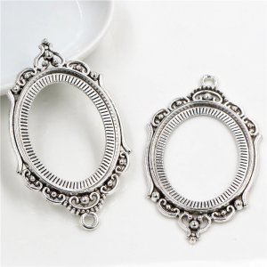 New Fashion 5pcs 30x40mm Inner Size Antique Silver Plated Simple Style Cabochon Base Setting Charms Pendant (B3-36)
