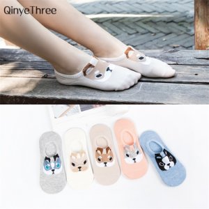 New Fashion Cute Animal Cotton Socks Female Kawaii Dog Summer Short Sock Slippers Men Women Casual Soft Funny Puppy Boat Socks
