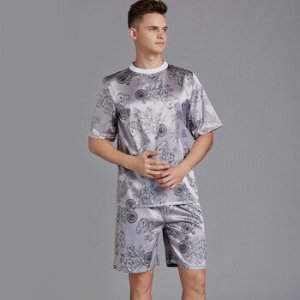 O-Neck Sleep Set Mens Nighty Top Short Pants Pajamas Suit Summer Male Lounge Nightwear Pyjama Robes Nighties Bathrobe Homewear