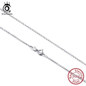 ORSA JEWELS 100% Real 925 Sterling Silver Female Necklace O-chain 45cm Women Necklace Simple Fashion Jewelry Collocation SC20