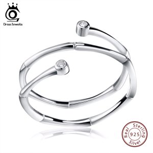ORSA JEWELS Adjustable CZ Rings Design Stylish Genuine 925 Silver Jewelry Crystal Rings for Women Wedding Jewelry SR13