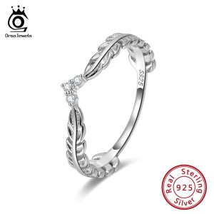 ORSA JEWELS Genuine 925 Sterling Silver Rings For Female Olive Wreath Shape Perfect Polished Women Romantic Ring Jewelry SR121