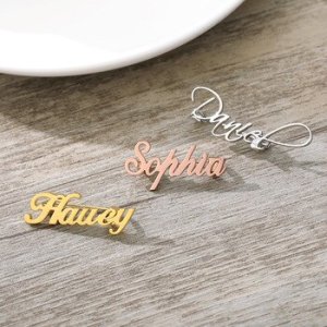 Personalized Custom Name Brooches For Women Men Rose Gold Silver Color Stainless Steel Male Female Brooch Pins Badges Jewelry