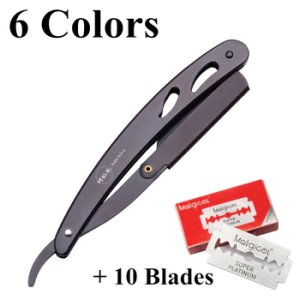 Professional Men Shaving Barber Tools Hair Cut Razor Folding Shaving Knife Stainless Steel Straight razor 1Pcs + 10 Blades A6102