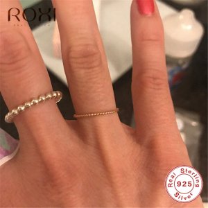 ROXI 100% 925 Sterling Silver Ring Thin Twist Rope Stacking Wedding Rings for Women Simple Round Brand Rings Engagement Gifts