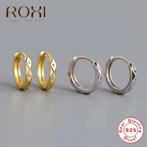 ROXI 100% Real 925 Sterling Silver Crystal Circle Earring For Women Making Jewelry Gift Wedding Party Small Stud Earrings Brinco
