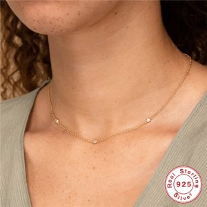 ROXI 925 Sterling Silver Crystal Necklaces & Pendant Statement Neckalce for Women Clavicle Chain Necklace Choker Collier Femme