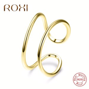 ROXI 925 Sterling Silver Rings For Women Adjustable anelli Wedding Engagement Rings Double Layer Fashion Jewelry anillos mujer