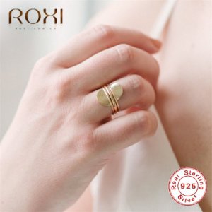 ROXI Boho 925 Sterling Silver Rings for Women Jewelry Geometric Half Moon Rings Finger Bague Femme Wedding Rings Engagement Gift