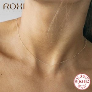 ROXI Classic Clavicle Chain Necklace 100% 925 Sterling Silver Necklace Fashion Jewelry Adjustable Lobster Clasp Choker Necklace